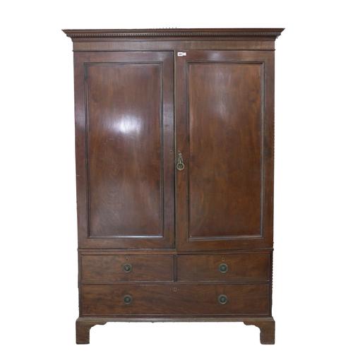A GEORGE III MAHOGANY LINEN PRESS