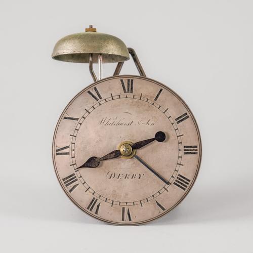 A HOOK AND SPIKE 30-HOUR WALL TIMEPIECE WITH ALARM