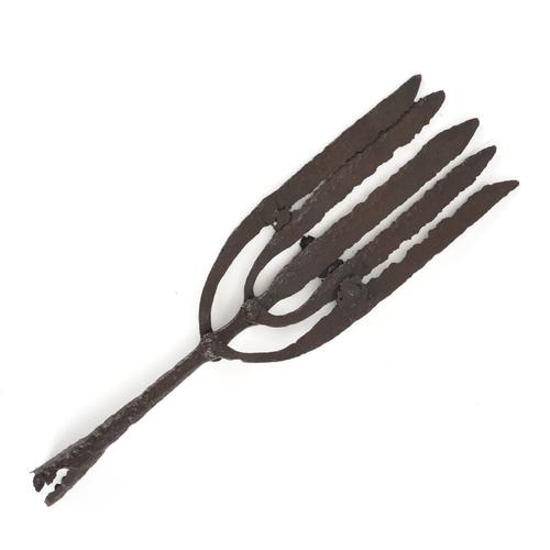 TWO FORGED IRON EEL SPEAR HEADS (2)