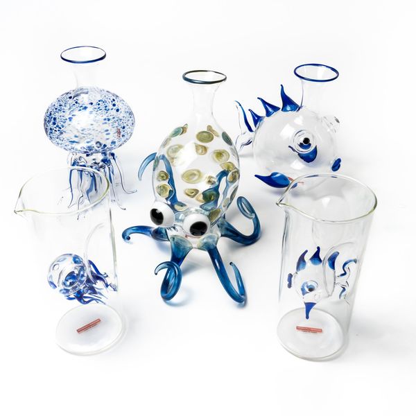 MASSIMO LUNARDON; FIVE AQUATIC THEMED MOULDED POURING VESSLES (5)