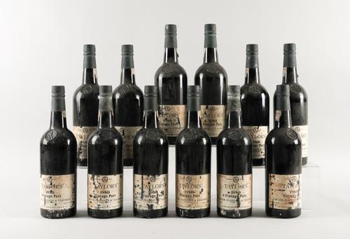 TWELVE BOTTLES OF TAYLORS 1980 VINTAGE PORT (12)