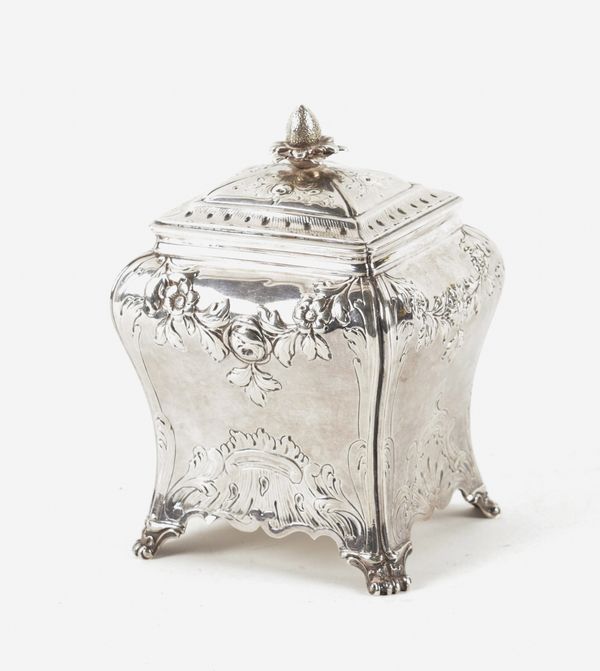 A  GEORGE III SILVER TEA CADDY