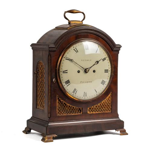 A LATE GEORGE III MAHOGANY BRASS-MOUNTED STRIKING BRACKET CLOCK