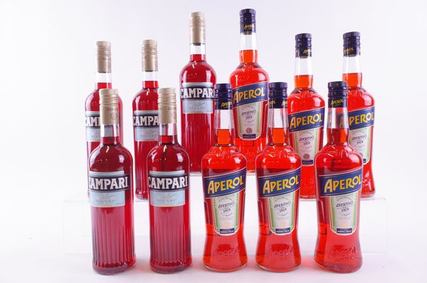 SIX BOTTLES APEROL AND FIVE CAMPARI