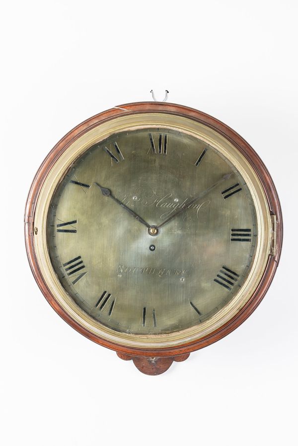 A GEORGE III MAHOGANY DIAL CLOCK