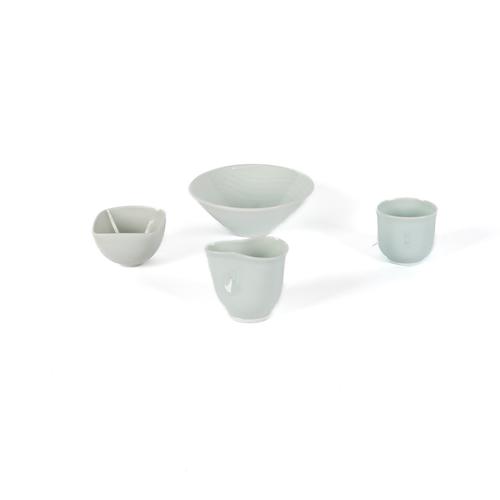 A QUANTITY OF STUDIO POTTERY CELADON PORCELAIN VESSELS (4)