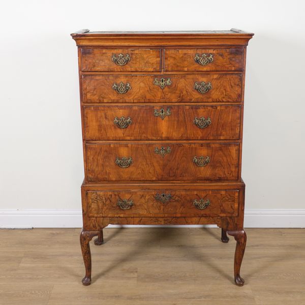 A MID 18TH CENTURY WALNUT CHEST ON STAND