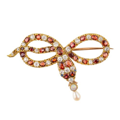 A SNAKE BOW BROOCH