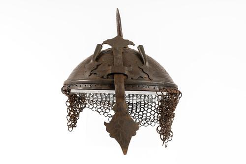 A INDO-PERSIAN ENGRAVED STEEL HELMET