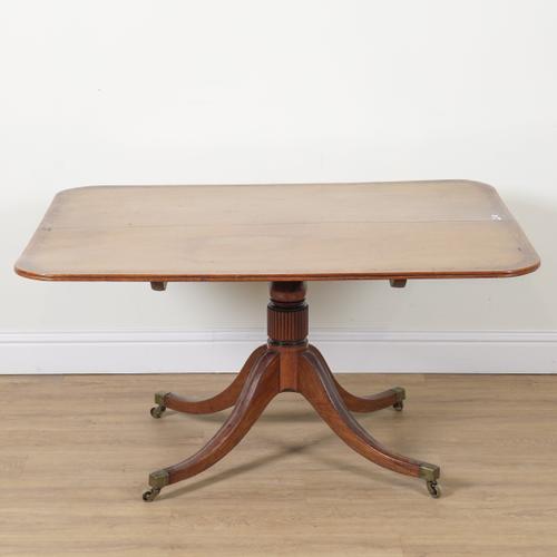 A GEORGE III MAHOGANY YEW WOOD BANDED RECTANGULAR SNAP TOP CENTRE TABLE