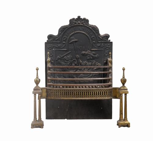 A GEORGE III STYLE BRASS FIRE GRATE