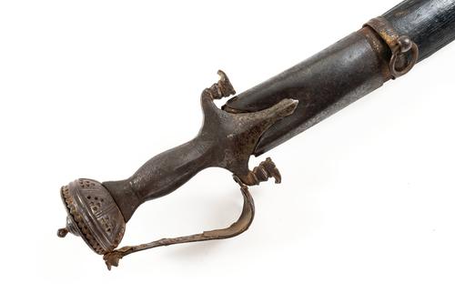 A INDO-PERSIAN PULWAR WITH ENGRAVED BLADE AND DECORATED HILT