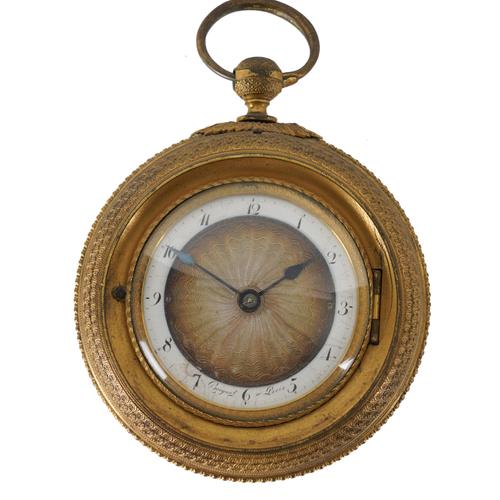 AN EMPIRE STYLE GILT-METAL ENGINE MILLED COACH WATCH