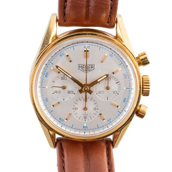 A HEUER CARRERA 18CT GOLD 1964 RE-EDITION GENTLEMAN'S CHRONOGRAPH WRISTWATCH