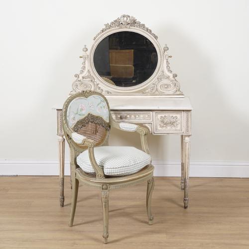 A LOUIS XVI STYLE WHITE PAINTED DRESSING TABLE (2)