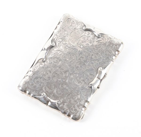 A SILVER SHAPED RECTANGULAR HINGED WALLET