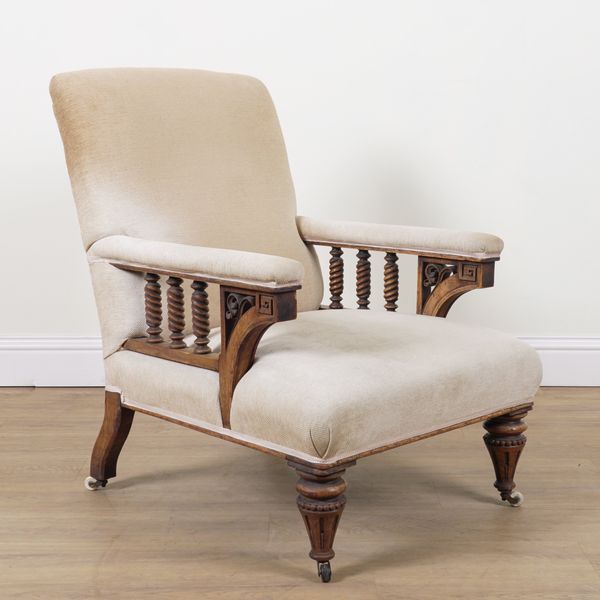 A GEORGE IV MAHOGANY FRAMED ARMCHAIR