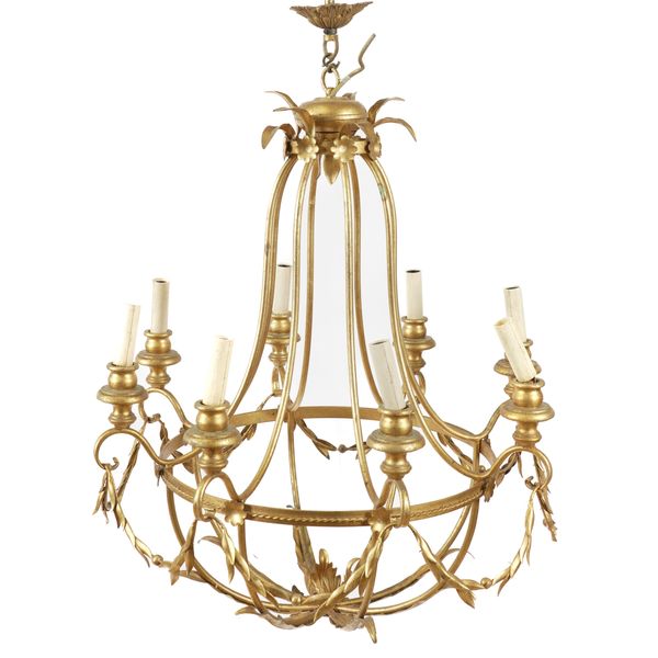 A GRADUATED SET OF THREE GILT METAL CHANDELIERS (3)