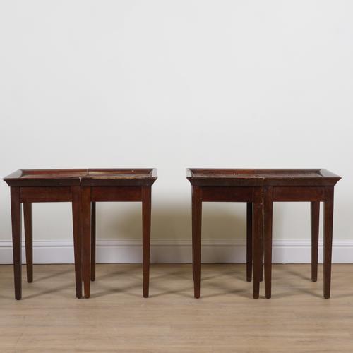 TWO PAIRS OF 20TH CENTURY MAHOGANY GALLERIED SIDE TABLES (4)