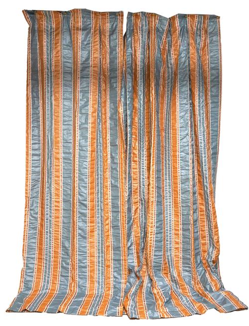 PROBABLY WARNER FABRICS: TWO PAIRS OF SILK STRIPED CURTAINS (6)