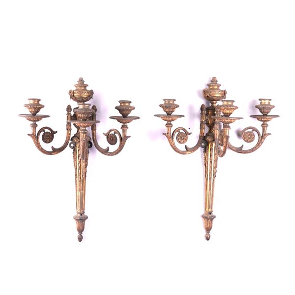 THREE PAIRS OF FRENCH GILT-METAL WALL APPLIQUÉS (6)