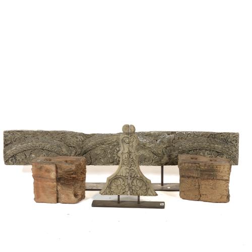 A SOUTH EAST ASIAN RELIEF CARVED ARCHITECTURAL FRIEZE OR SECTION (4)