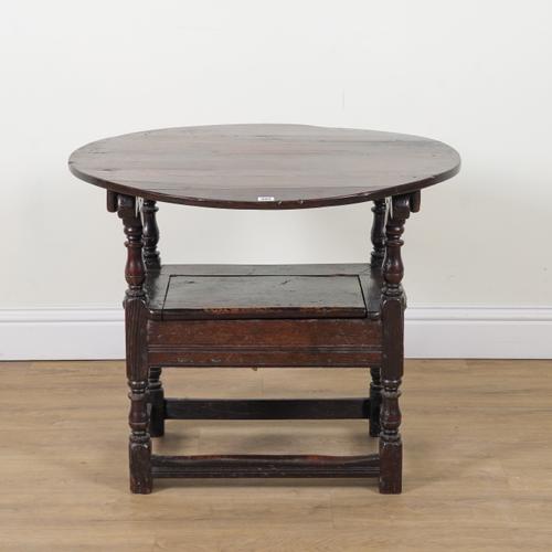 A 17TH CENTURY AND LATER OAK MONK'S CHAIR