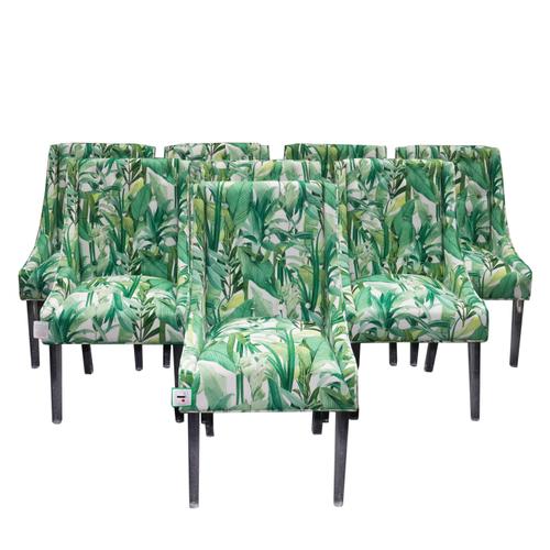 COACH HOUSE; EIGHT TROPICAL UPHOLSTERED DINING CHAIRS (8)