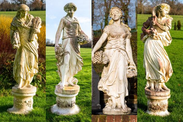 A SET OF FOUR RECONSTITUTED STONE FIGURES (4)