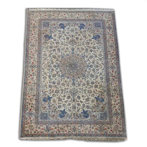 A FINE PART SILK ESFAHAN CARPET, PERSIAN