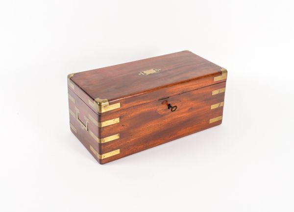 A MAHOGANY BRASS MOUNTED HUMIDOR