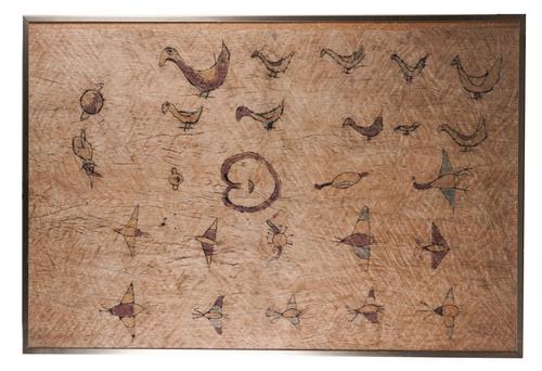 A NATIVE AMERICAN REPRESENTATIONAL CLOTH, POSSIBLY DEPICTING THE WINTER COUNT