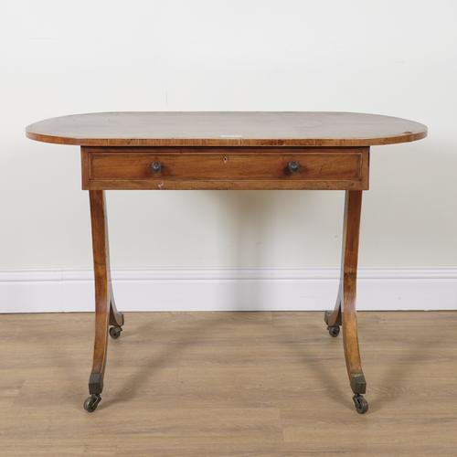 A GEORGE III ROSEWOOD BANDED MAHOGANY OVAL CENTRE WRITING TABLE