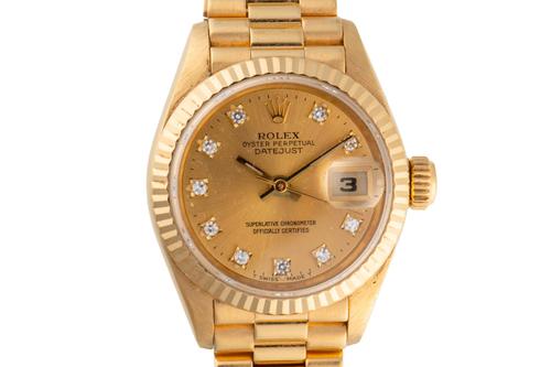 A ROLEX OYSTER PERPETUAL DATE 18CT GOLD REF 69178 WATCH