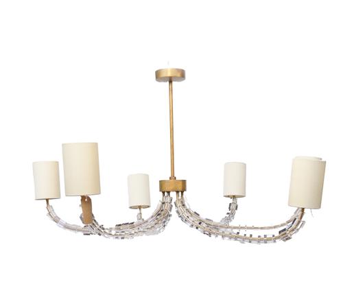 PORTA ROMANA: A GILT-METAL AND GLASS ‘ROUND LARTIGUE’  SIX LIGIHT CHANDELIER