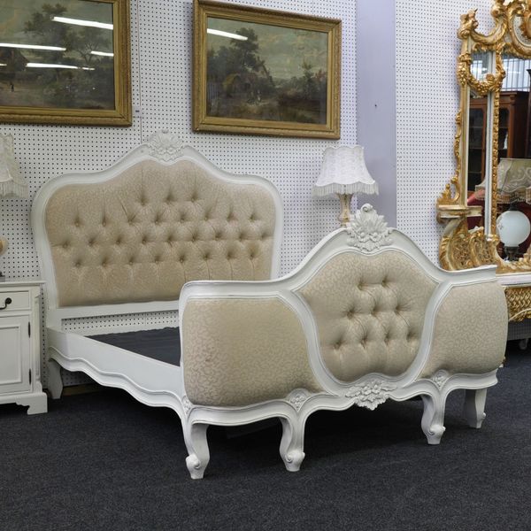 A WHITE PAINTED FRENCH STYLE DOUBLE BED