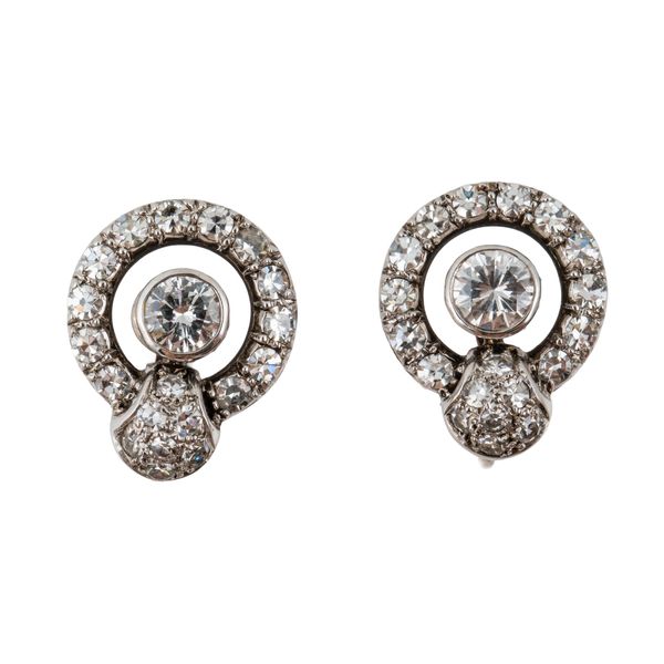 A PAIR OF ART DECO DIAMOND EARRINGS