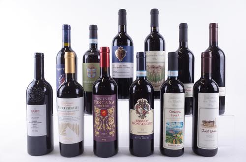 ELEVEN BOTTLES TUSCAN AND ONE RED ITALIAN WINE