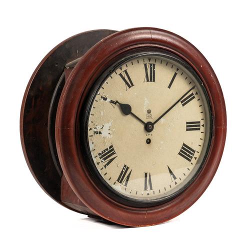 A STAINED OAK-CASED DOUBLE DIALLED HANGING FUSÉE TIMEPIECE