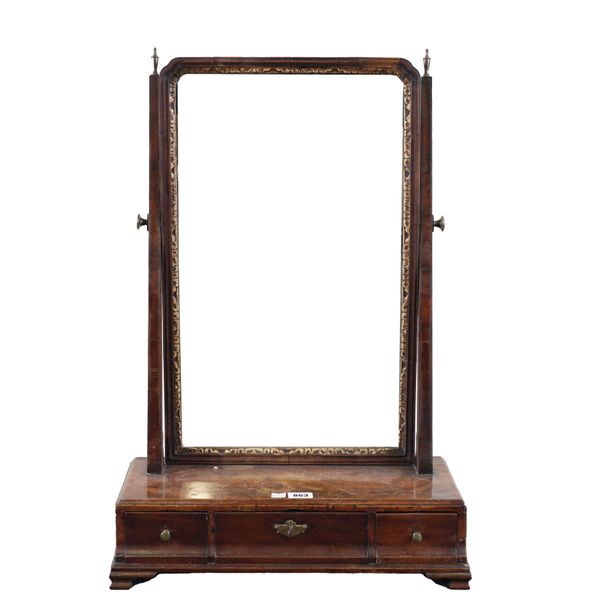 A GEORGE III MAHOGANY DRESSING TABLE MIRROR