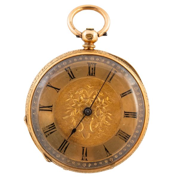 AN 18CT GOLD POCKET ANDRE MATHEY OPENFACED POCKET WATCH