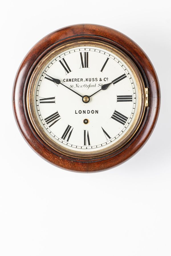 A MAHOGANY SMALL DIAL CLOCK