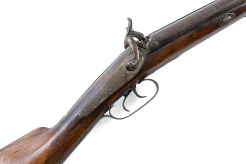 A PERCUSSION DOUBLE-BARRELLED SHOTGUN BY E. W. BOND