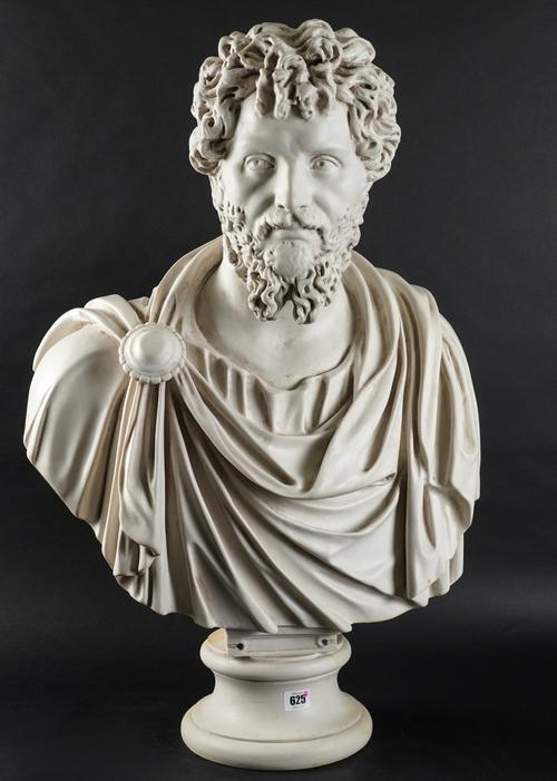 AN ANTHONY REDMILE WHITE COMPOSITE BUST OF THE ROMAN EMPEROR LUCIAS VERSUS AFTER THE ANITQUE