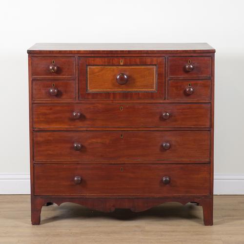 A REGENCY MAHOGANY CHEST OF DRAWERS