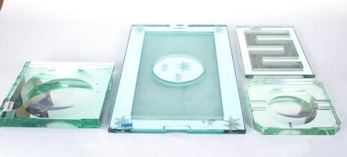 MANNER OF JEAN LUCE (1895-1964) A CUT GLASS RECTANGULAR TRAY (4)