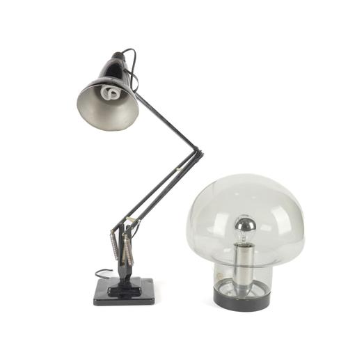 HERBERT TERRY & SONS: A BLACK ENAMELLED ANGLE-POISE DESK LAMP AND ANOTHER LAMP (2)