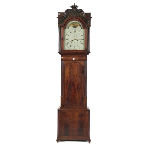 A LATE GEORGE III MAHOGANY LONGCASE CLOCK WITH MOONPHASE