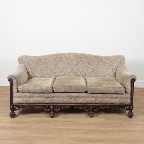 A 19TH CENTURY OAK FRAMED THREE PEICE SUITE (3)