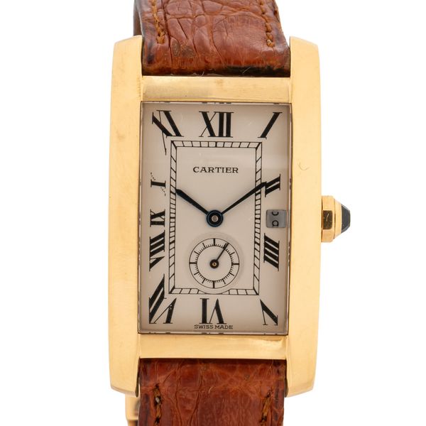 A CARTIER TANK AMERICANE 18CT GOLD WATCH